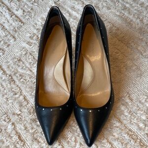 Banana Republic black leather silver stud pointy toe heels